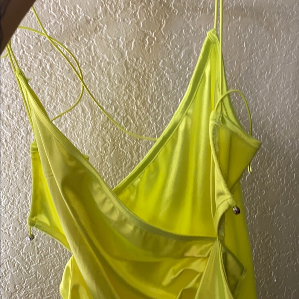 a bright neon dress